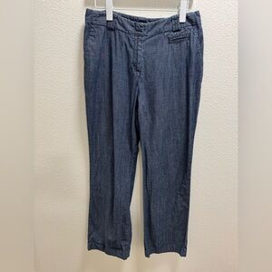 J Jill Straight Leg Pants Trousers Cuffed Cotton Casual Career Blue Women's 8